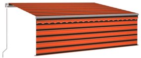 narancssárga-barna kihúzható LED-es napellenző redőnnyel 4,5x3m
