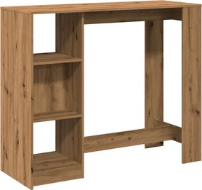 vidaXL kézműves tölgy szerelt fa bárasztal polccal 124 x 46 x 103,5 cm