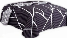 Dekoratív ágytakaró Tavira 220x240 lila fekete fehér szürke csíkos