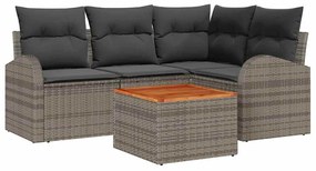 vidaXL Kerti Kanapé Szett tárolóval 5 pcs Szürke polirattan