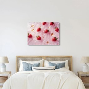 Üveg kép - Eprek buborékokban (70x50 cm)