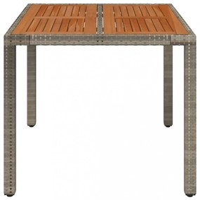szürke polyrattan falapos kerti asztal 90 x 90 x 75 cm