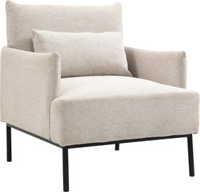 HOMCOM Modern Kárpitozott Karosszék Extra Párnázással, Len Hatású Szövetből és Fémből, 73x81x82 cm, Krémfehér | Aosom