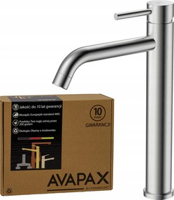 Álló mosdó csaptelep magas csaptelep pultra szerelhető ezüst Avapax