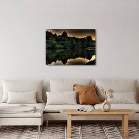 A tó képe az erdő mellett (üvegen) (70x50 cm)