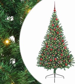 vidaXL Mesterséges, előre világított karácsonyi fa Zöld 180 cm PVC