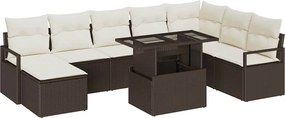 vidaXL Kerti Kanapé Szett párnával 9 pcs Barna és krémszínű