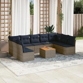 10 rĂ©szes szĂŒrke polyrattan kerti ĂŒlĆgarnitĂșra pĂĄrnĂĄval