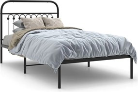 vidaXL fekete fém ágykeret fejtámlával 100 x 190 cm