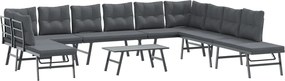 vidaXL 6 részes fekete porszórt acél kerti pad párnával