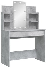 betonszürke fésülködőasztal LED-del 96 x 40 x 142 cm