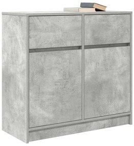 betonszürke szerelt fa tálalószekrény fiókos 80x34x76 cm
