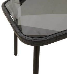 Fekete Dohányzóasztal 90x45x42 cm Polirattan