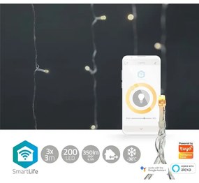Nedis WIFILXC01W200- LED Karácsonyi függöny 200xLED/8 fukció 6m IP65 Wi-Fi Tuya meleg