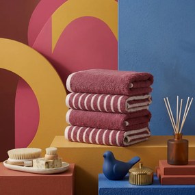 Stripe törülköző, púderrózsaszín, 50×90 cm – TR666HAC6116