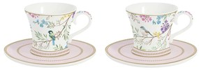 Porcelán kávéscsésze aljjal diszdobozban 80 ml két személyes Birds Melody