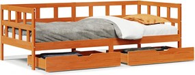 vidaXL viaszbarna tömör fenyőfa kanapéágy fiókkal 80 x 200 cm