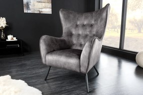 AMSTERDAM design bársony fotel - szürke