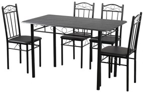 Étkezőasztal szett 4 db kárpitozott székkel fekete BC FUR-102-17B