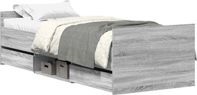 vidaXL szürke sonoma színű ágykeret fej- és lábtámlával 90 x 200 cm