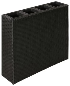 Fekete polyrattan kerti magaságyás 4 kaspóval