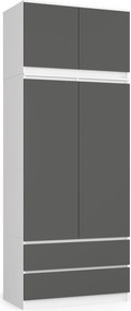 Gardróbszekrény S90 2D 2DB Clp Pk Fehér Szürke Akd