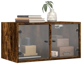 füstös tölgy színű faliszekrény üvegajtókkal 68,5x37x35 cm