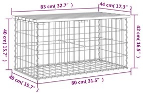 impregnált fenyőfa gabion kerti pad 83 x 44 x 42 cm
