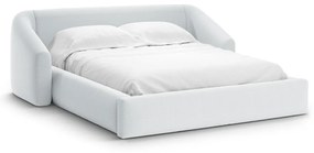 Világosszürke kárpitozott ágyneműtartós franciaágy ágyráccsal 200x200 cm Campi – Cosmopolitan Design