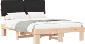 vidaXL Ágykeret Kárpitozott Fejtámlával Fekete 150 x 200 cm
