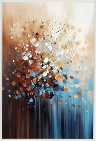 Poszter Keret Alumínium Absztrakt Barna Bézs Türkiz Glett Impasto 40x60