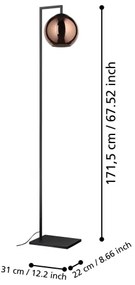 Eglo 390253 - Állólámpa CORDOBA 1xE27/40W/230V réz