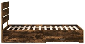 vidaXL Ágykeret fiókkal fejtámlával Füstölt tölgy 90 x 190 cm Faanyag