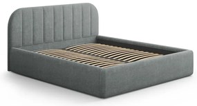 Sötétszürke kárpitozott ágyneműtartós franciaágy ágyráccsal 180x200 cm Juno – Windsor &amp; Co Sofas