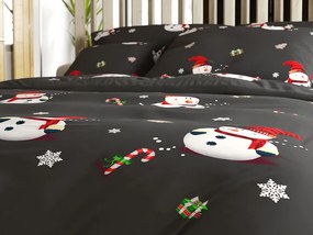 WHITE SNOWMAN fekete mikroszálas ágyneműhuzat Ágyneműhuzat mérete: 70 x 80 cm | 140 x 200 cm