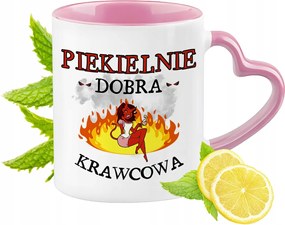 Varrónői bögre Rózsaszín, szív alakú füllel Kávé ajándék