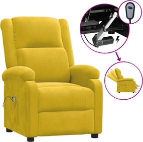 vidaXL sárga bársony elektromos masszázsfotel