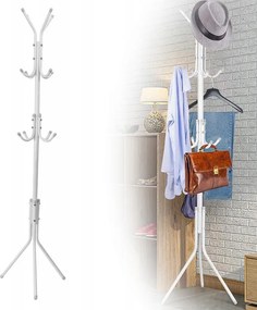 Akasztós Álló Ruhaállvány Fehér 12 Kampós Erős Stabil