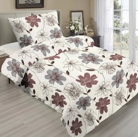 Micropplüss ágynemű Brown Flower 200x220cm+90x70cm TiaHome
