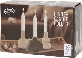 Gyertyatartó 3 Gyertya Hosszú Kúpos Asztal Kerámia Barna