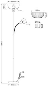 Globo 59947S - HINTON állólámpa 1xE27/40W/230V + 1xE14/25W