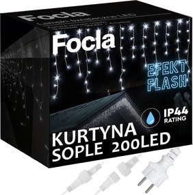 Jégcsap Kültéri Lámpa 100LED IP44 Fix Fény Flash -hideg Fehér 4,4m