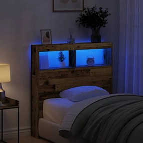 antik fa áthidalószekrény LED-világítással 100 x 17 x 102 cm