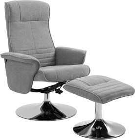 HOMCOM Fekvőszék Lábpihentetővel, 360°-ban Forgatható TV Szék Fekvő Funkcióval, Bársonyos Kinézetű Kárpitozott TV Szék, Szürke | Aosom