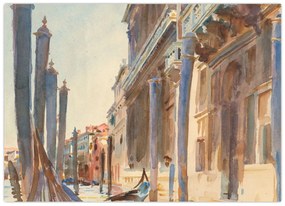 Kép - John Singer Sargent, Gondola Moorings on the Grand Canal, reprodukciók (70x50 cm)