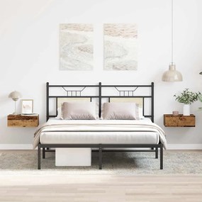 2 db antik fa szerelt fa lebegő éjjeliszekrények 40x32x15 cm
