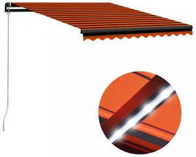 narancs és barna kézzel kihúzható LED-es napellenző 300x250 cm