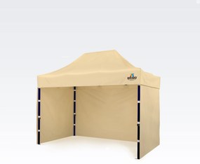 Gyorsan felállítható pavilon 2x3 m (3 fal): Acélos tartósság árusoknak - plusz 3 oldalfal - Bézs