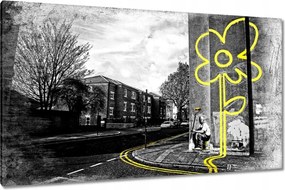 Vászonkép 120x70 Banksy sárga virág