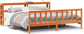 vidaXL viaszbarna tömör fenyőfa ágykeret fejtámlával 200 x 200 cm